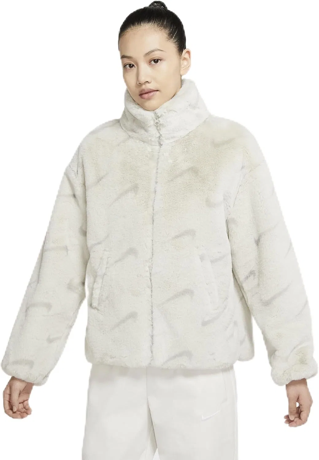 Куртка Nike Faux Fur Aop Swoosh, Light Bone/Light Iro