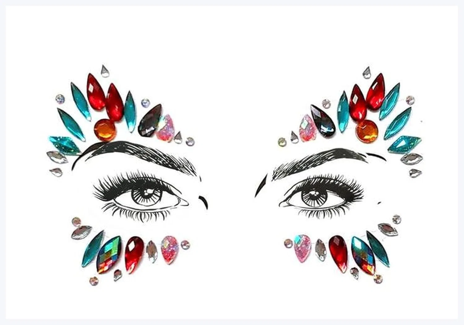 Набор временных татуировок и стикеров для глаз Tribal Style 3D Crystal Sticker
