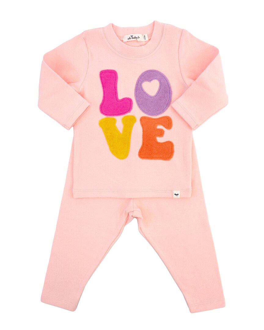 

Детский комплект из 2 предметов Cotton Candy Love с аппликацией из махровой ткани Oh baby!, розовый