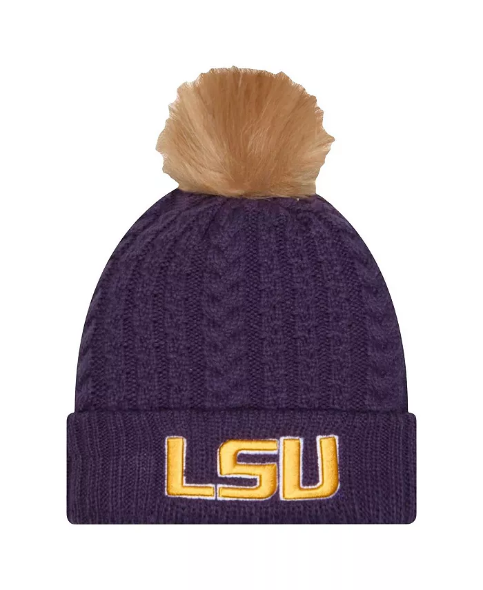 

Женская фиолетовая вязаная шапка с отворотом и помпоном LSU Tigers Luxury New Era