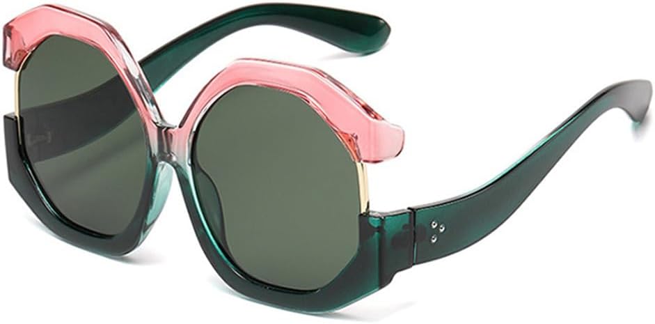 

Солнцезащитные очки Polygon женские, увеличенного размера, в стиле ретро с заклепками; мужские солнцезащитные очки с градиентным покрытием, защита от УФ-излучения UV400 LANGSER, Pink Dark Green