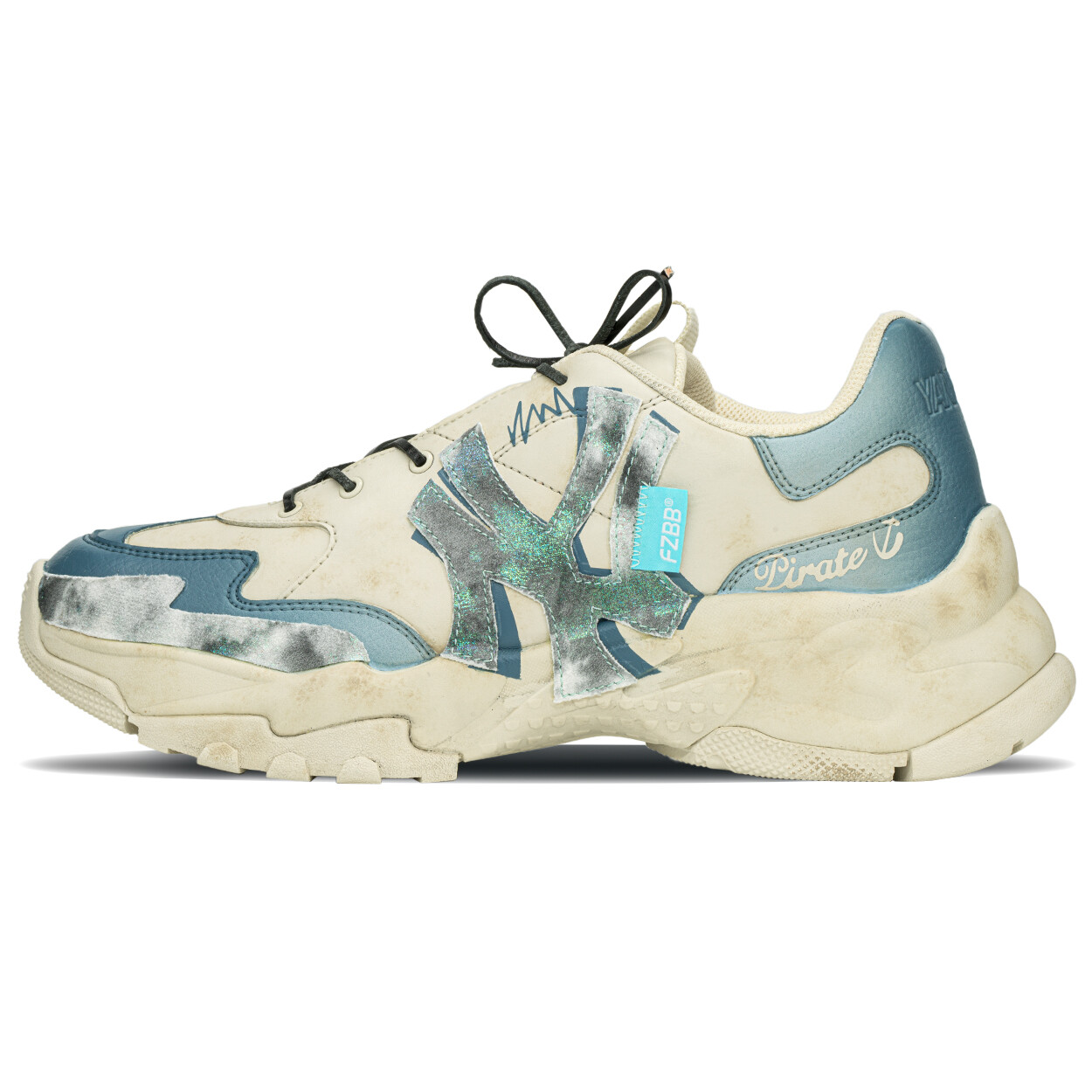 

Кроссовки MLB Big Ball Chunky Chunky Sneakers Unisex Low-top White/beige/blue, бежевый/синий