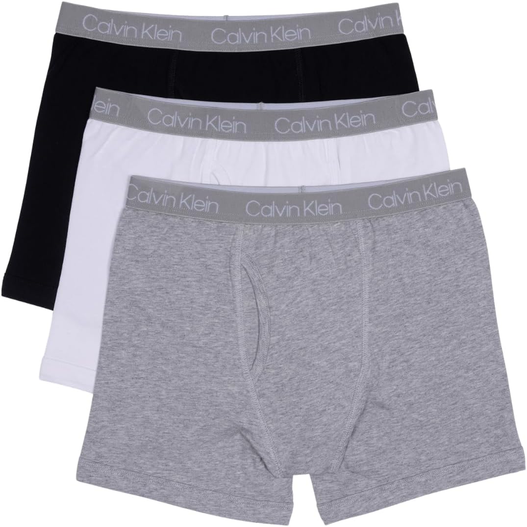 Комплект из 3 трусов-боксеров для мальчиков Calvin Klein, Black/White/Heather Gray — фото 2