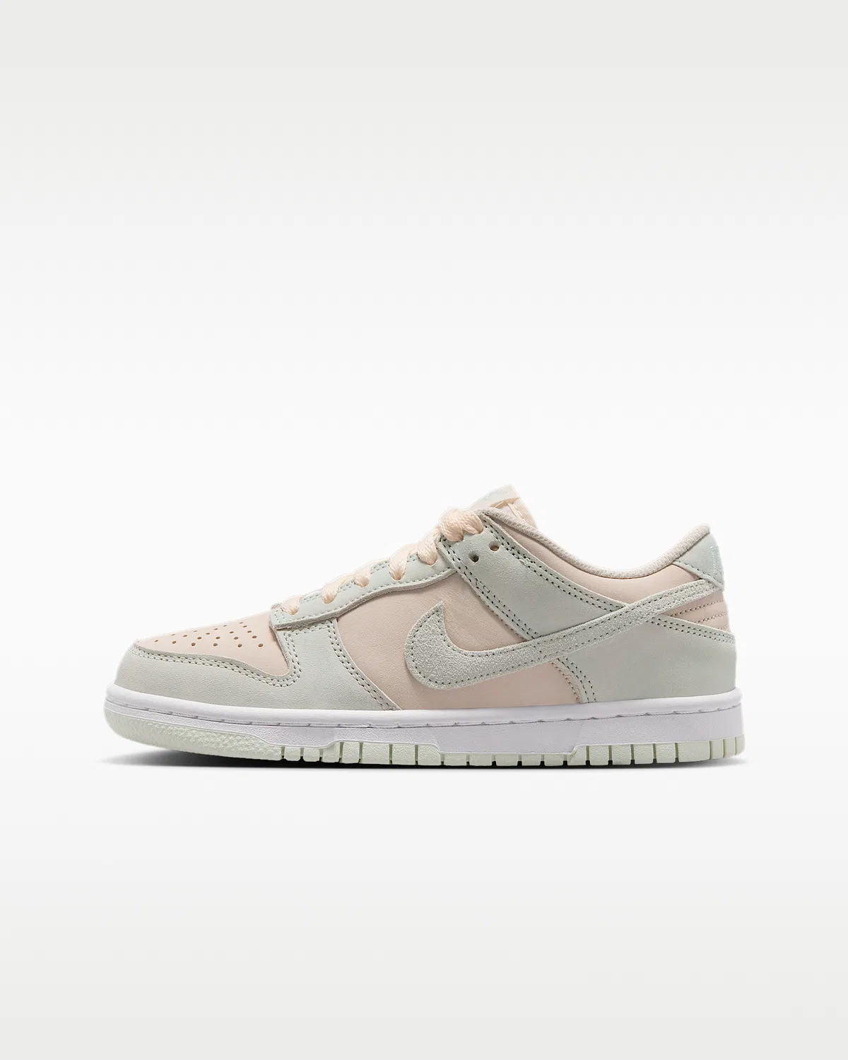 Кроссовки Nike Dunk Low Suede для старших детей, Chalk/White/Barely Green