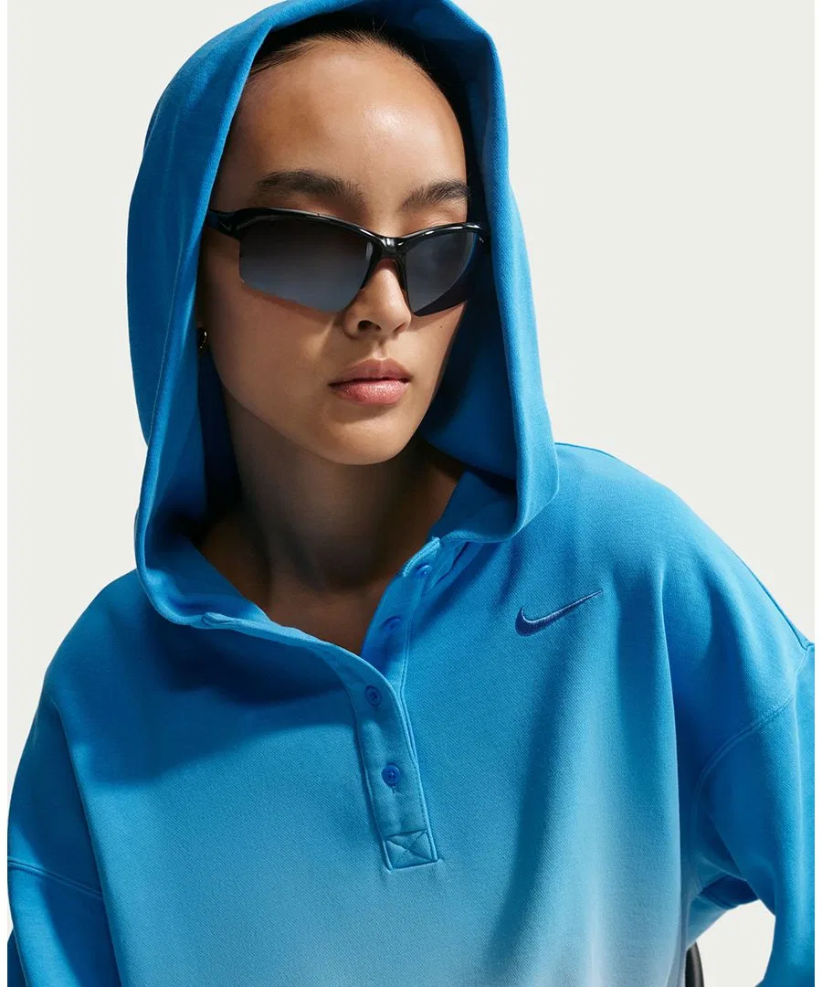 Женская спортивная толстовка Phoenix Flee Oversized Henley Hoodie Nike, Hydrogen Blue/Lt Photo Blue — фото 4