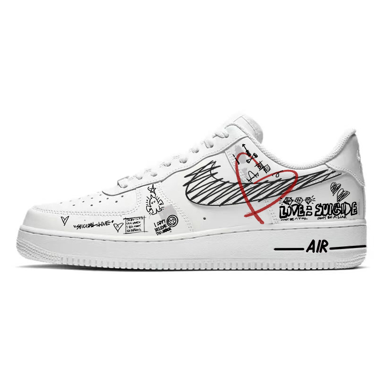 

Кроссовки Nike Air Force 1 противоскользящие износостойкие мужские низкие для скейтбординга бело-черные, цвет White Black