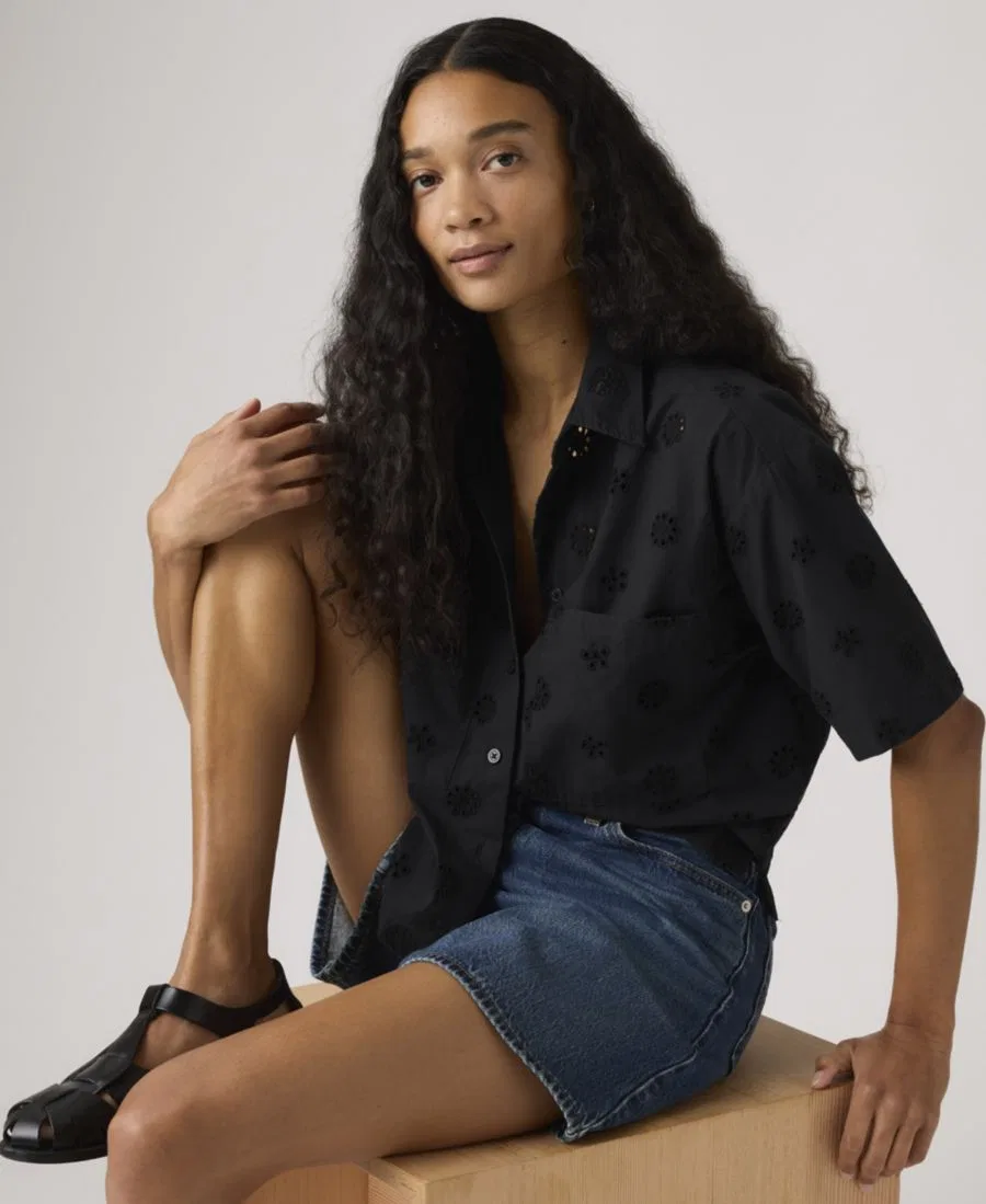 Женская укороченная хлопковая футболка с коротким рукавом Harlie от Premium Women's Novelty Levi's, Anthracite Night — фото 3