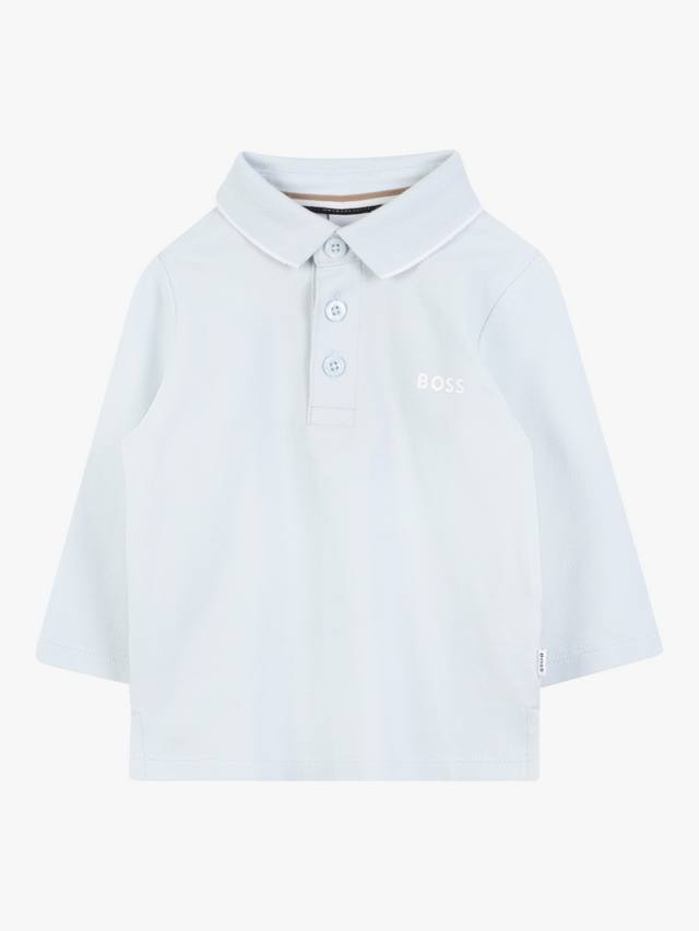 

Детская хлопковая поло с длинными рукавами BOSS Baby HUGO BOSS, Pale Blue