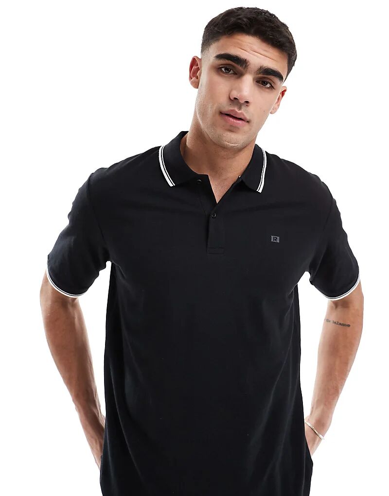 

Поло JJ Rebel с пике-накладкой черного цвета