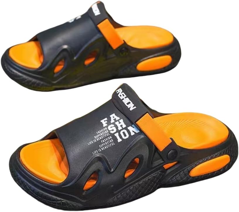 

Мужские шлепанцы с принтом алфавита EVA, нескользящие, быстросохнущие, с открытым носком, для ходьбы по дому и душа, пляжные шлепанцы для мужчин Hhhchpm, черный