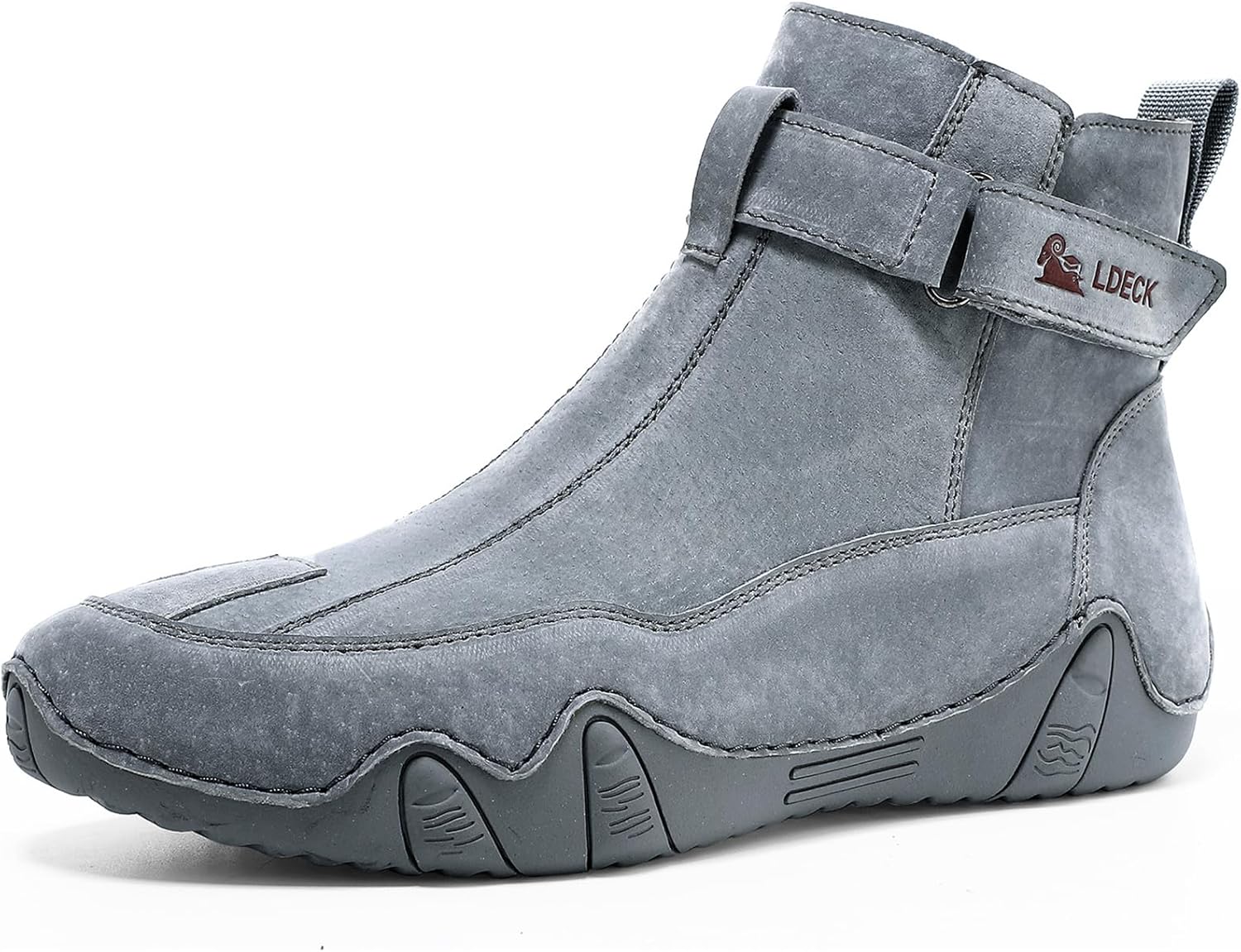 

Мужские высокие повседневные ботинки с боковой молнией, стиль ретро, замшевая и кожаная отделка Ppxid, серый