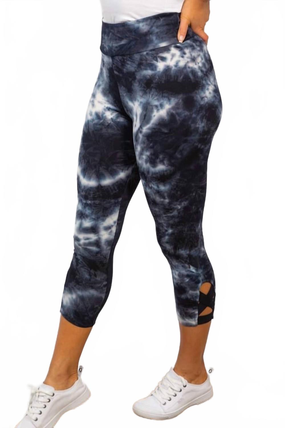 

Крисс-кросс леггинсы капри с тай-дай в разноцветном принте White Birch, мультиколор