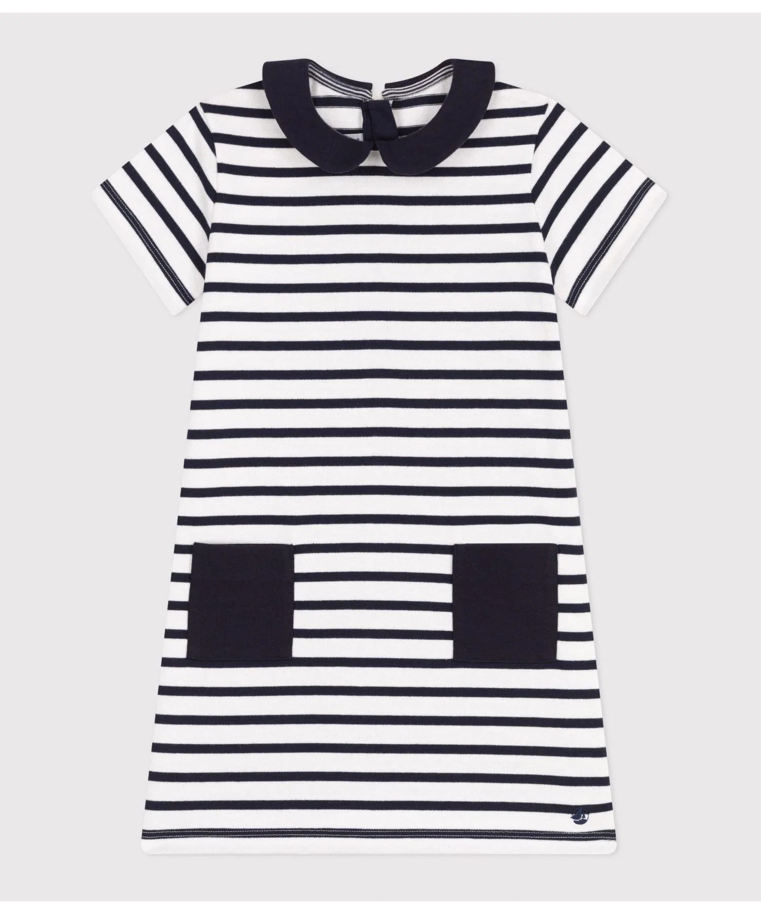 Детское платье в полоску PETIT BATEAU бело-синее — фото 4