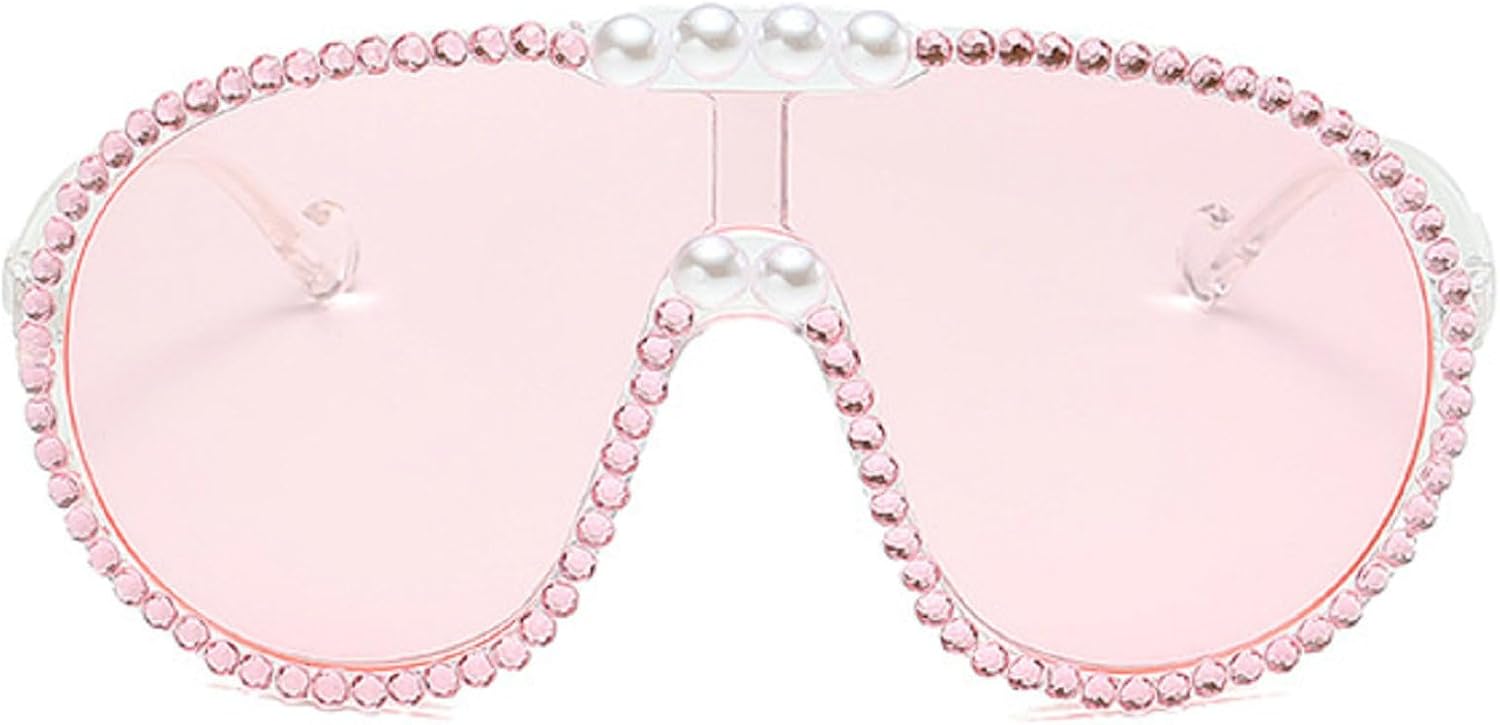 

Крупные цельные солнцезащитные очки для женщин и мужчин, модные винтажные солнцезащитные очки в стиле панк, большие очки с защитой от УФ-излучения UV400 mincl, Pearl&pink