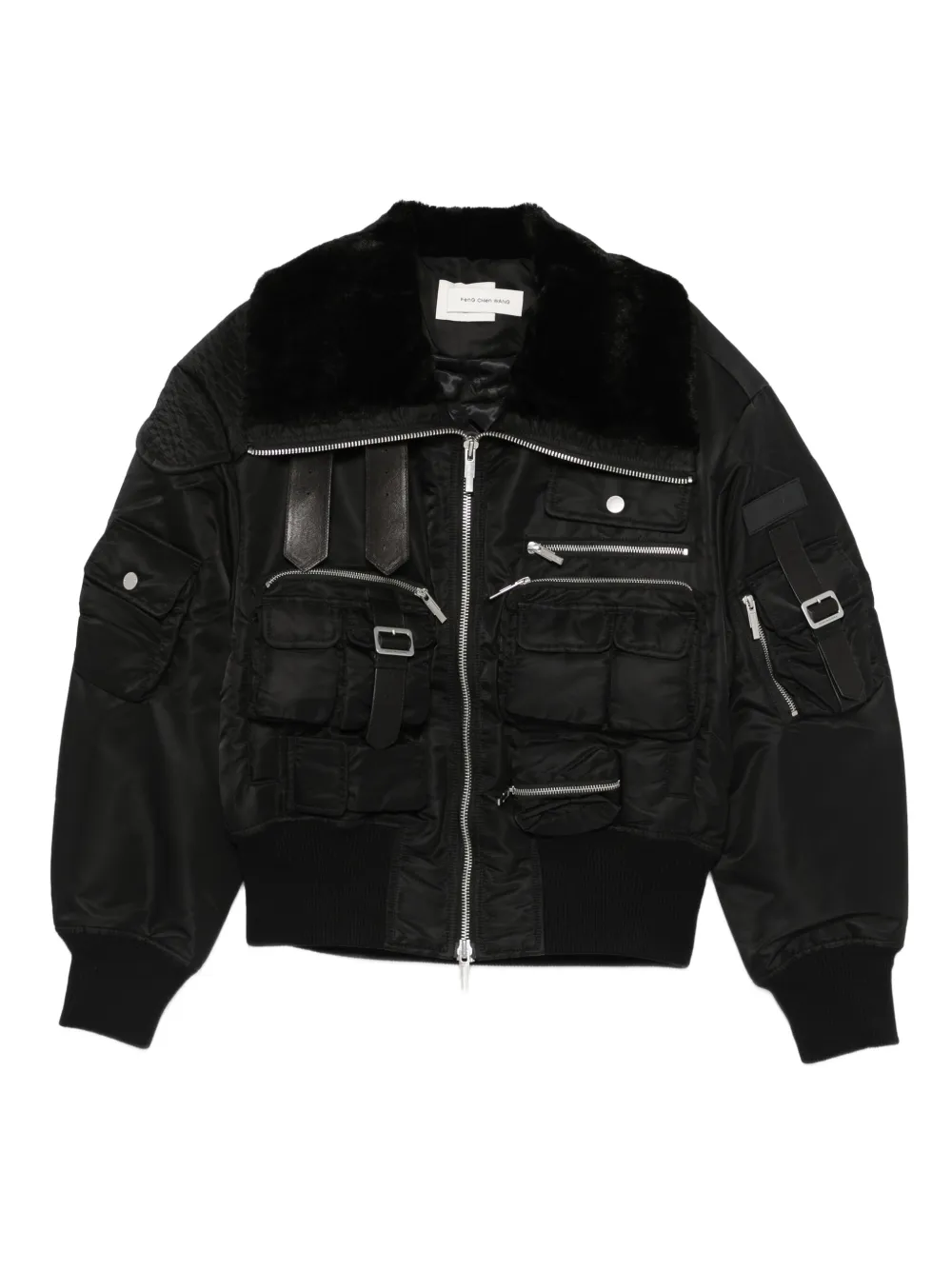 

Куртка с меховым воротником и карманами Feng Chen Wang, черный