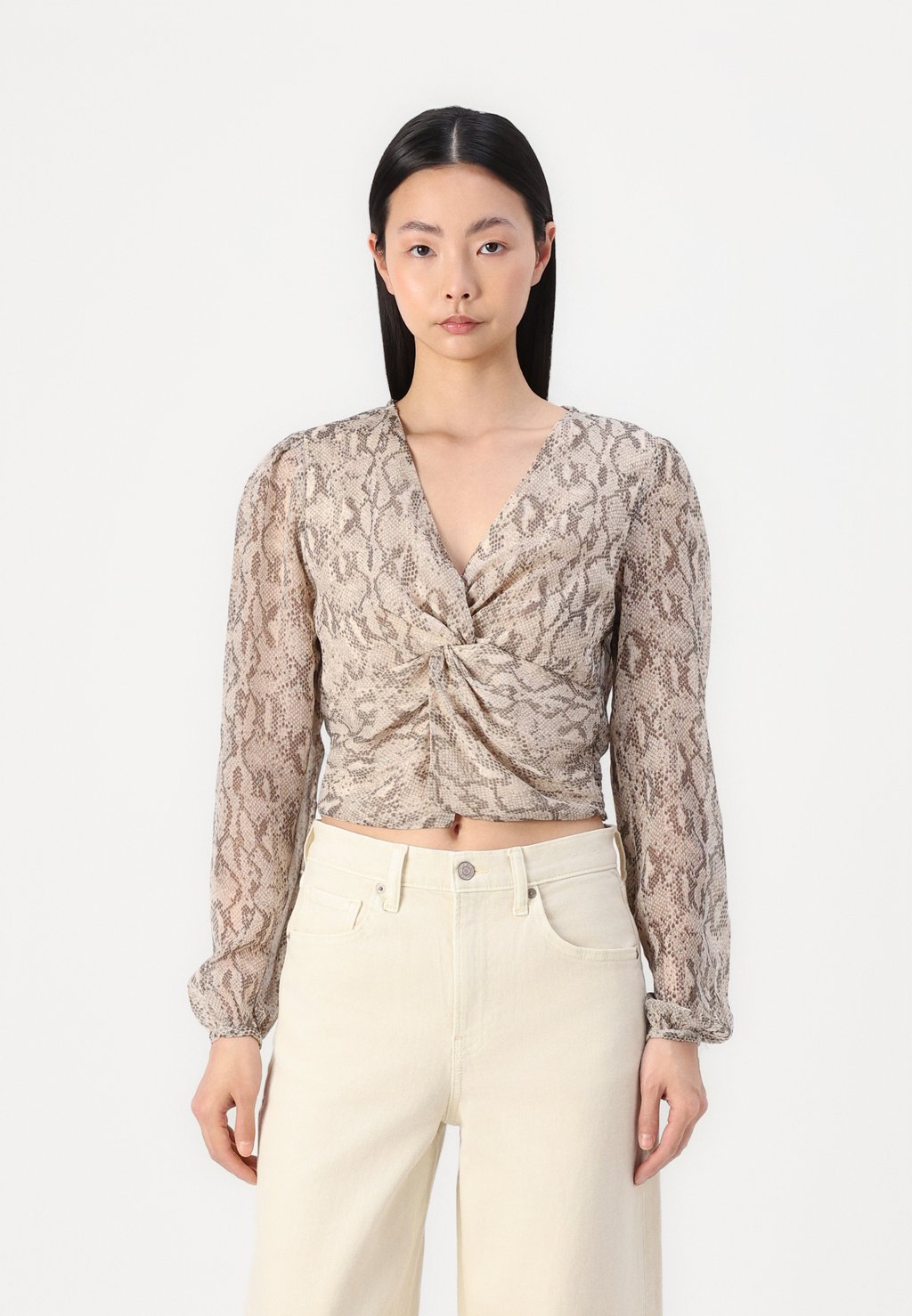 

Блуза ONLSADIA LIFE V NECK KNOT ONLY, бежевый