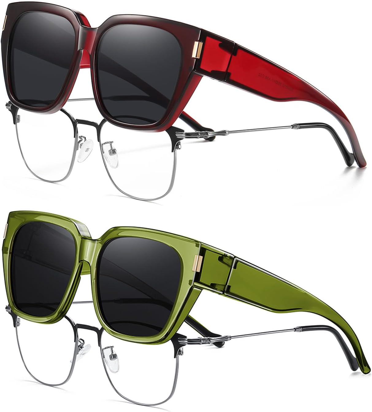 

HAOLOTA Поляризованные солнцезащитные очки прозрачного винно-серого и зелено-серого цвета для женщин и мужчин. Модные квадратные очки с обтекаемой формой и защитой от УФ-излучения, Green