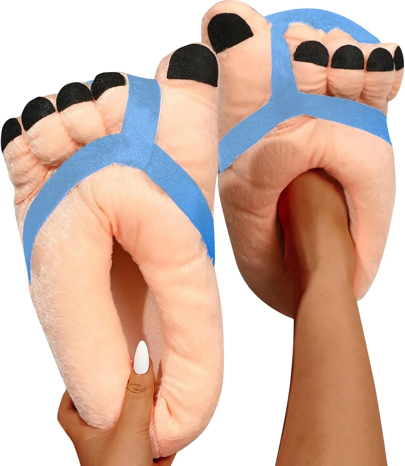 Тапочки Drole Big Toe, взрослые тапочки, женские зимние тапочки, мужские теплые плюшевые тапочки, женские плюшевые тапочки, милые тапочки, курительные ножками и нутренней бувью Dasongff, синий — фото 2