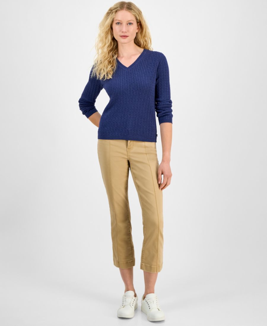 

Женский свитер крупной вязки с V-образным вырезом, только онлайн Nautica Jeans, Denim Heather