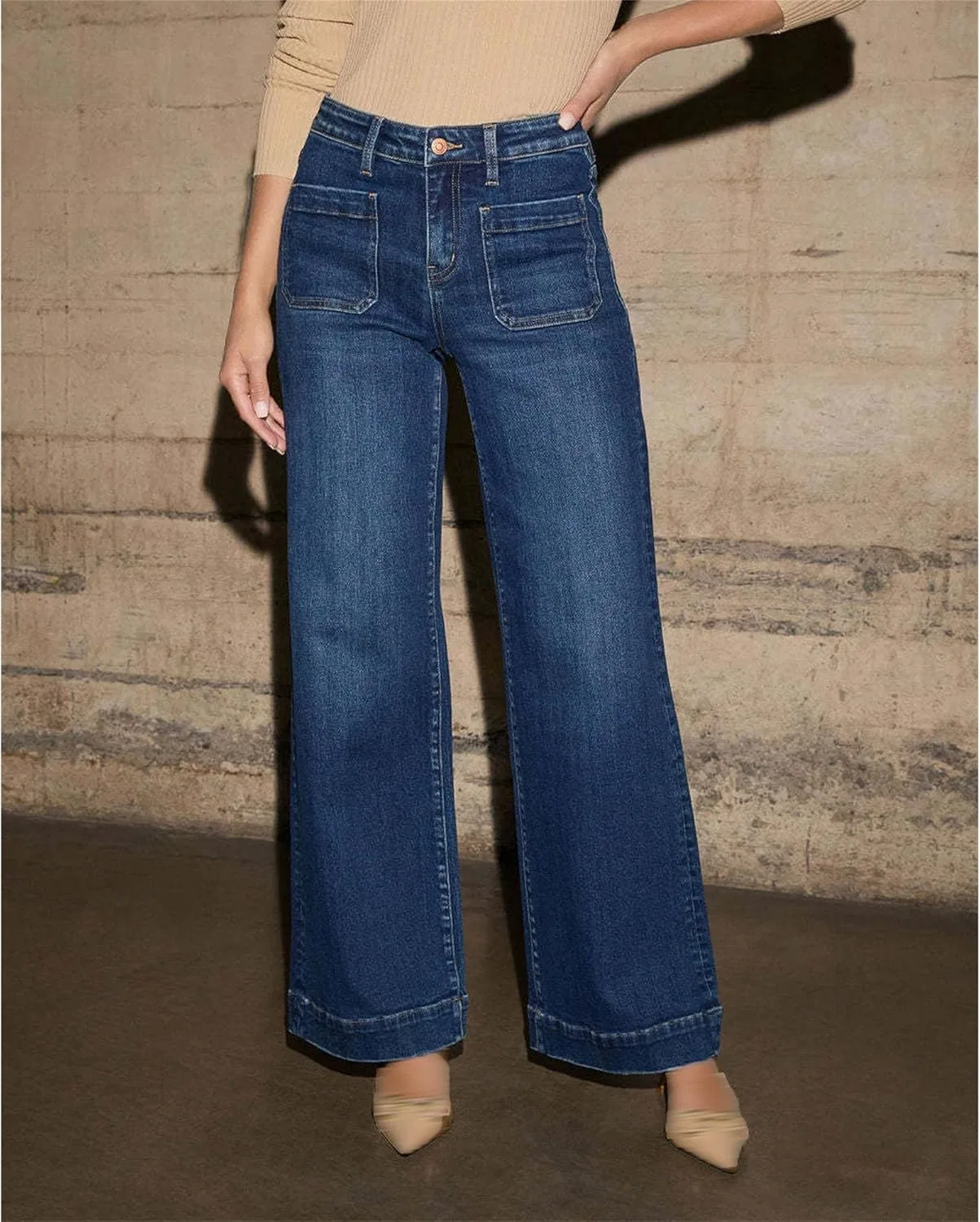 Джинсы с высокой талией, Wide Leg, Dark Blue — фото 4