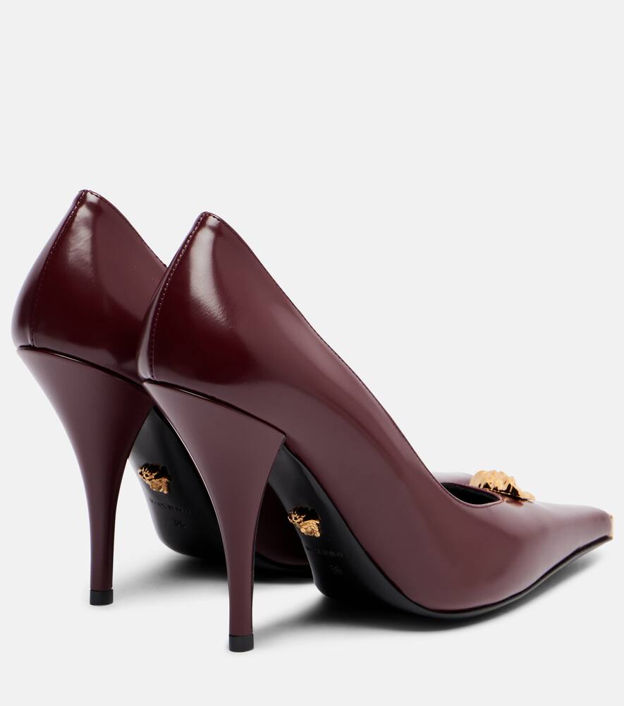 Кожаные туфли лодочки La Medusa 105 Versace, Dark Burgundy-Versace Gold — фото 2