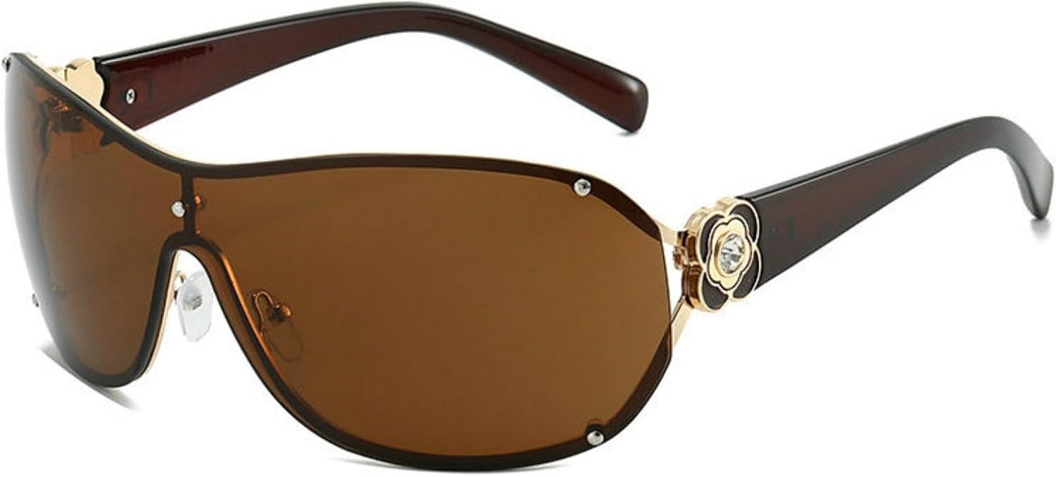 

Willochra Роскошные большие цельные солнцезащитные очки для женщин, модные солнцезащитные очки с бриллиантами и кристаллами, в стиле стритвеар, очки Y2k, очки UV400, C3