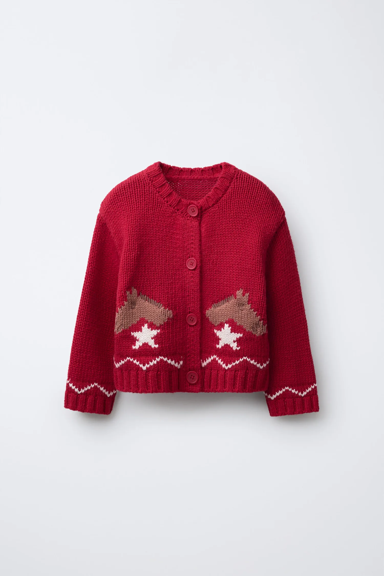 Кардиган с вышитыми лошадками Zara, красный
