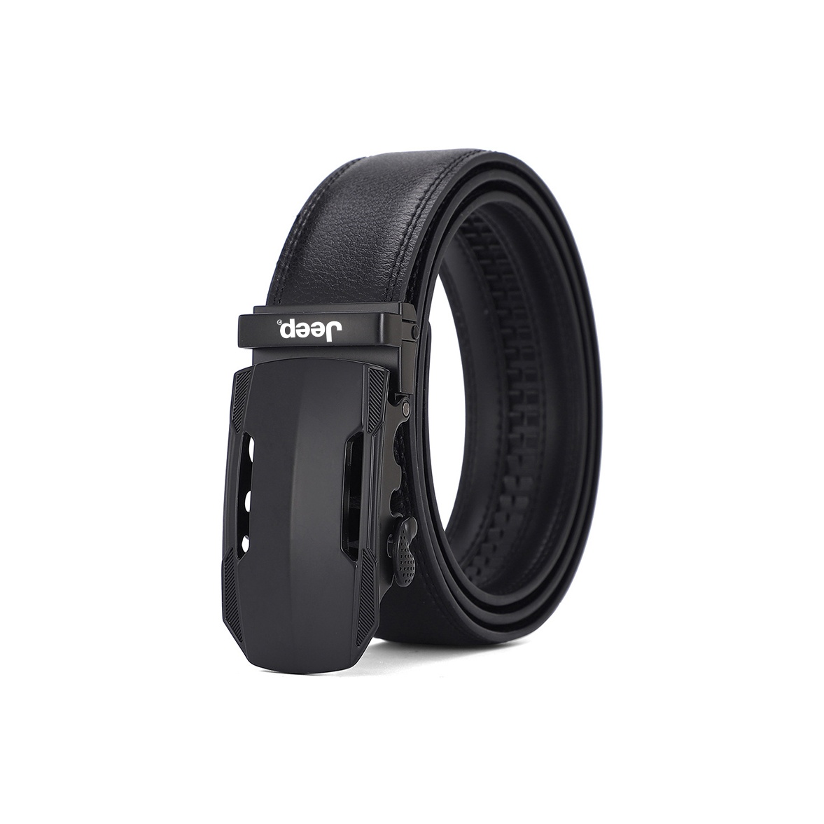 

Кожаный ремень из спилка унисекс 3,5 см Jeep, черный