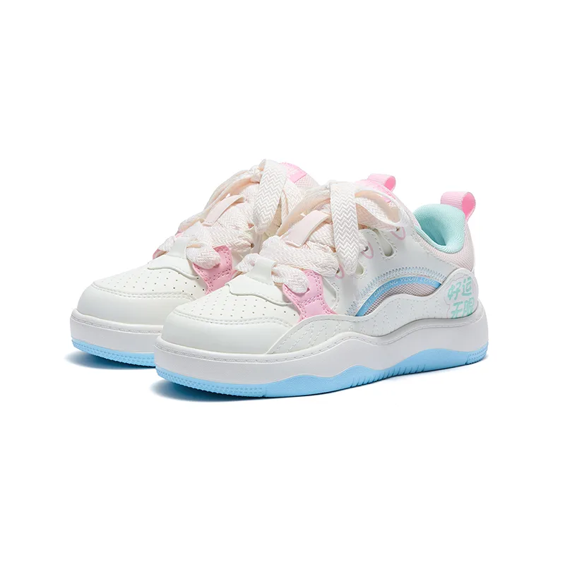 361°KIDS Детские скейтерские кроссовки low top из искусственной кожи и текстиля, устойчивые к скольжению и истиранию, бело-розовые — фото 3