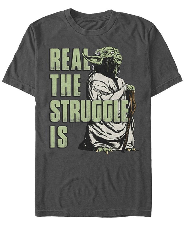 

Мужская футболка с коротким рукавом Star Wars Yoda Real The Struggle Is Fifth Sun, серый