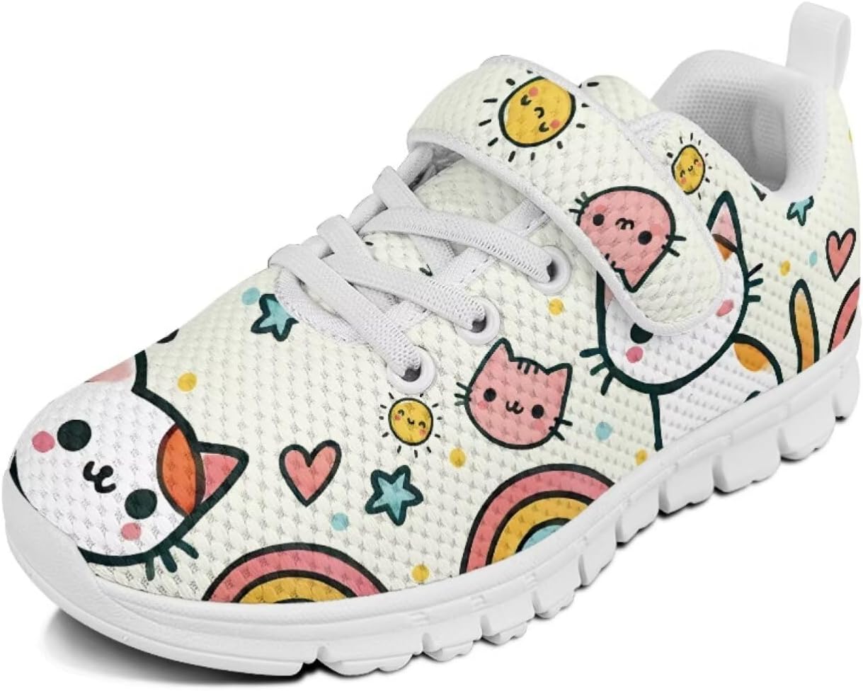 

Беговые кроссовки для девочек, теннисные кроссовки на шнуровке, детская спортивная обувь Cugasmaru, Cat Cute Flora