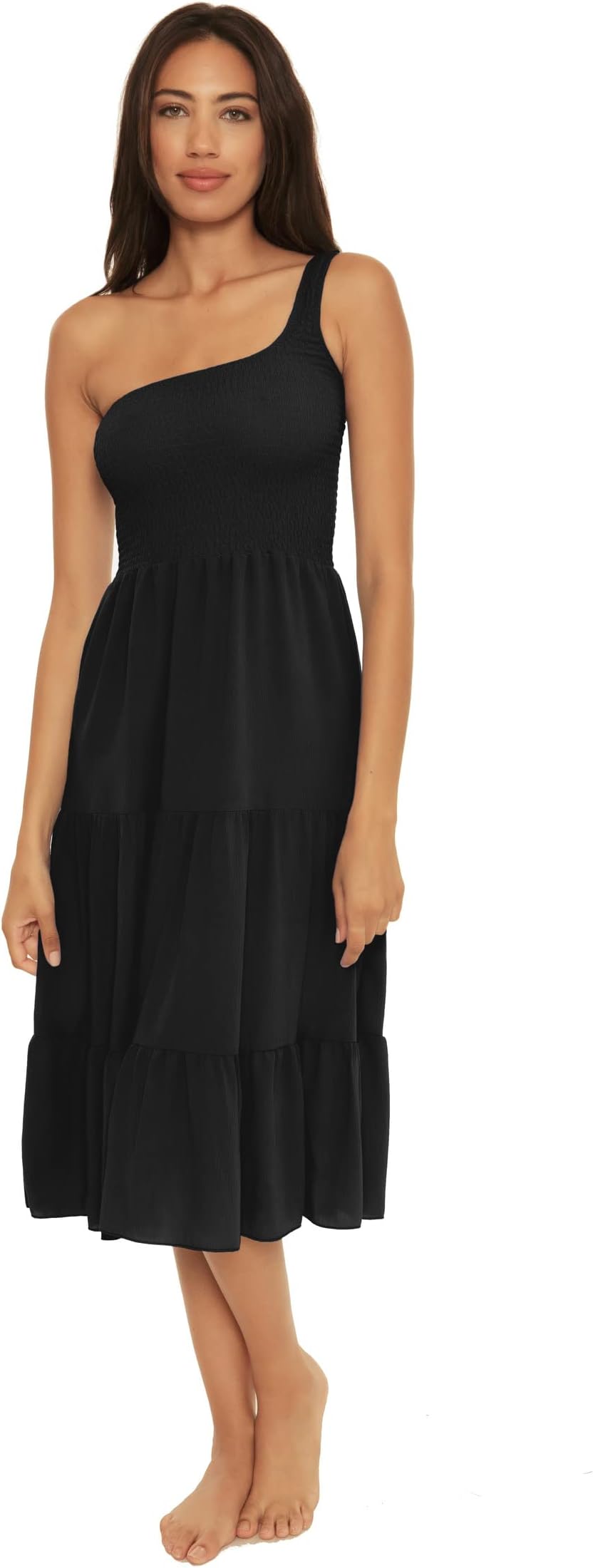 

Пляжное платье BECCA Ponza Crinkled Rayon Asymmetrical Dress Cover-Up, черный