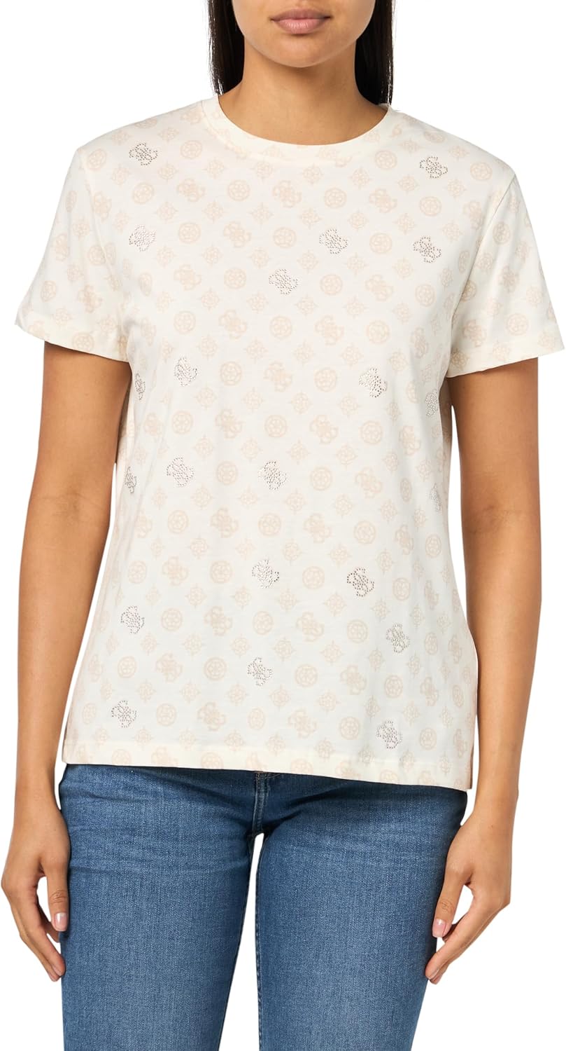 

Футболка GUESS Womens Eco Short Sleeve Gloria Peony, Peony Aop White, Белый, Футболка GUESS Womens Eco Short Sleeve Gloria Peony, Peony Aop White