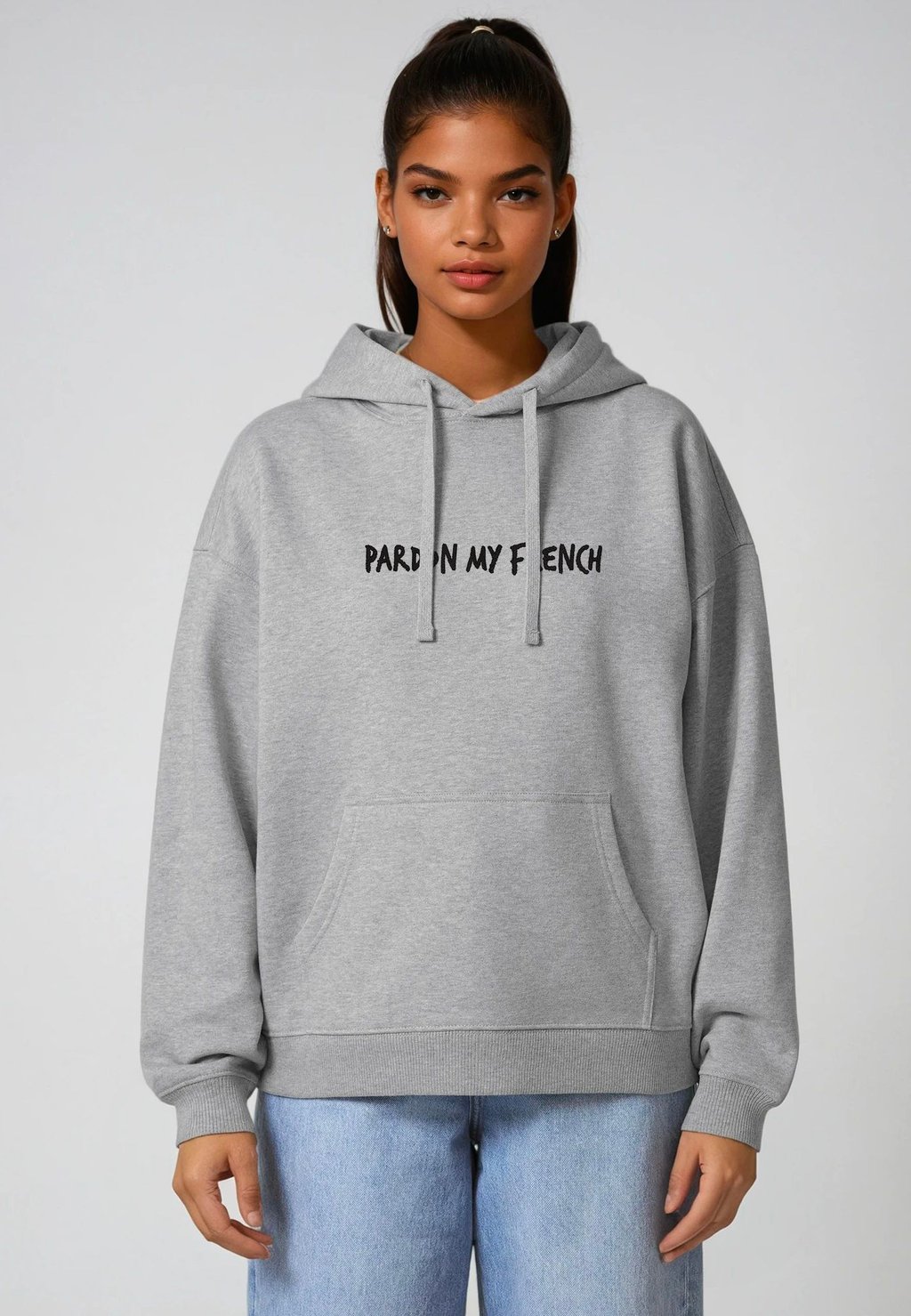 

Толстовка FRENCH EMBROIDERY UNISEX OVERSIZE - Hoodie Mira Paris, пятнистый серый