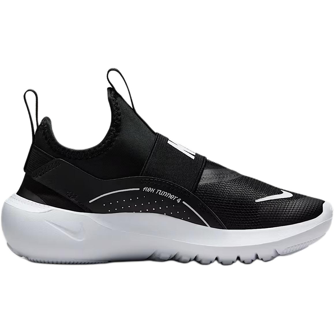 Nike Flex Runner 4 устойчивые к истиранию низкие детские беговые кроссовки Black White для детей 3-7 лет — фото 3