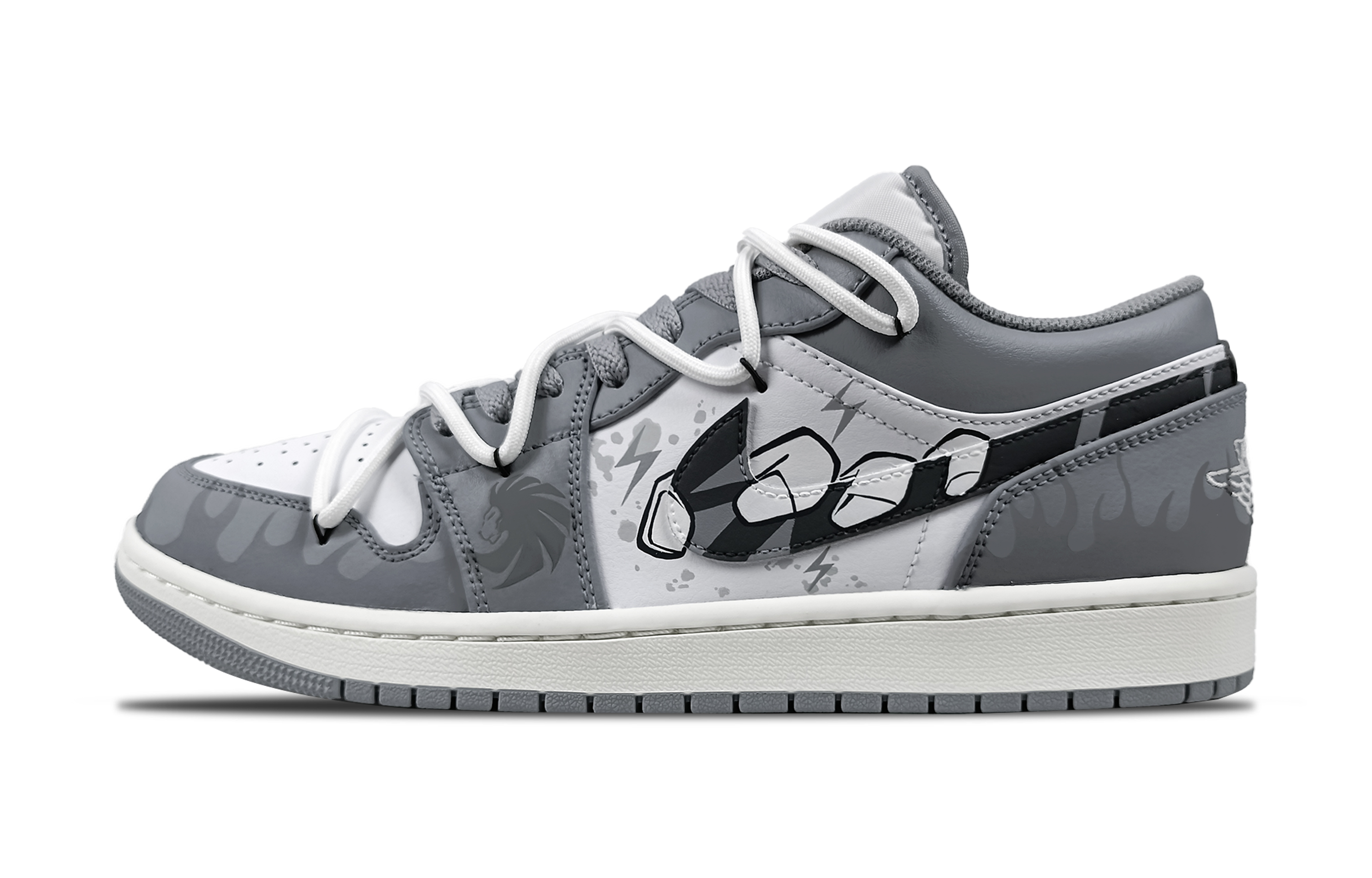 

Кроссовки Air Jordan 1 Skateboarding Shoes Men Low-top Grey/white, серый/белый