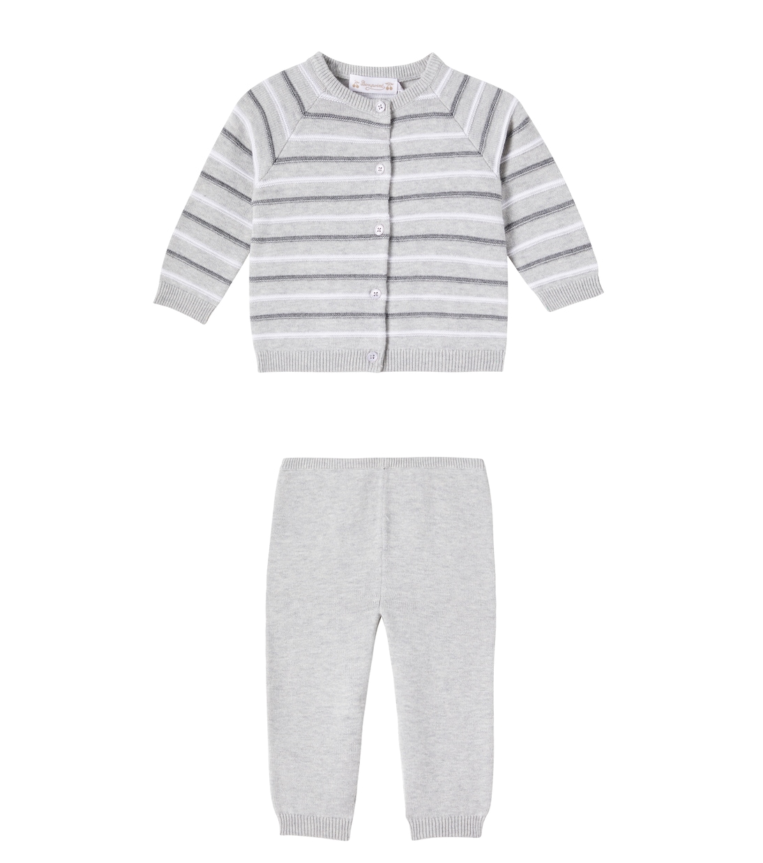 

Комплект кардиган и брюки в полоску Baby Justio Bonpoint, Gris Clair