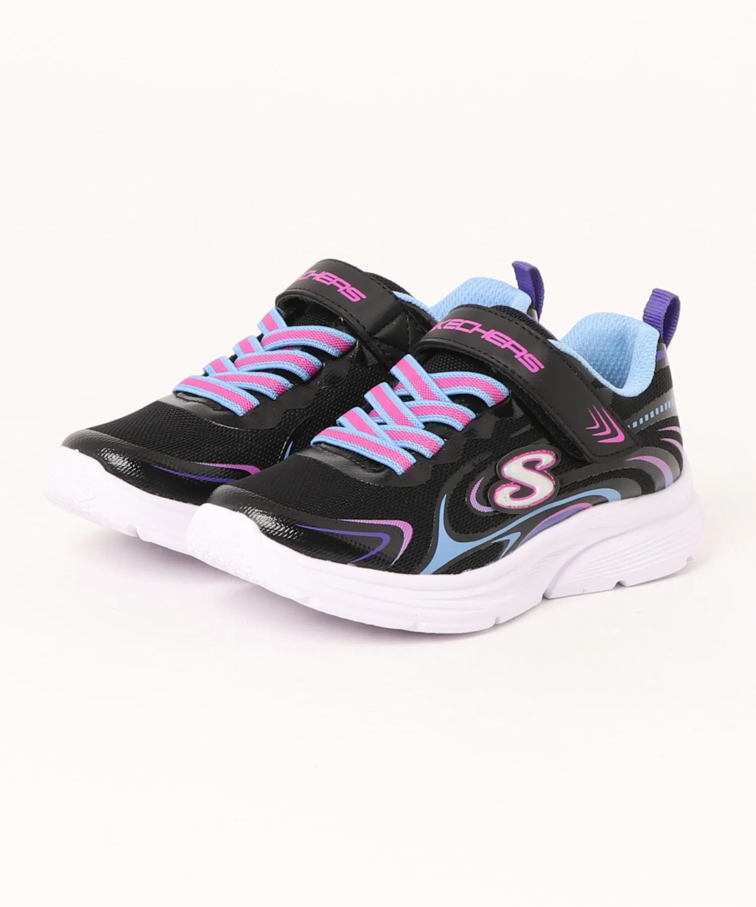 Детские кроссовки SKECHERS WAVY LITES - EUREKA SHINE чёрные