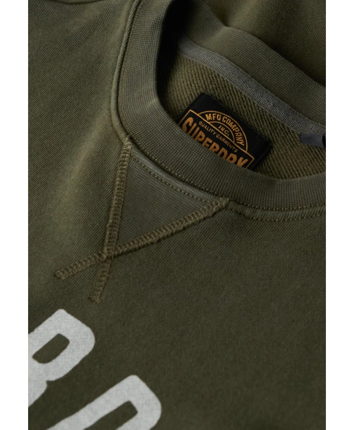 Зеленый пуловер с круглым вырезом, 100% хлопок. Superdry, зеленый — фото 4