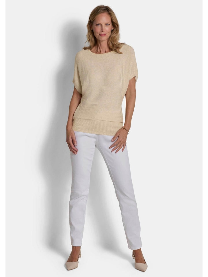 

GOLDNER Вязаный вискозный свитер с блестящим эффектом кремово-белого цвета