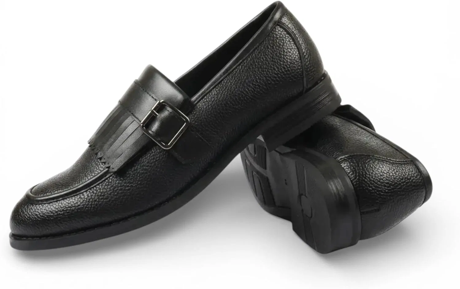 Лоферы мужские, искусственная кожа, Dolcetto, Fringe Monk Strap Slip-On, черный Infinity Leather — фото 3