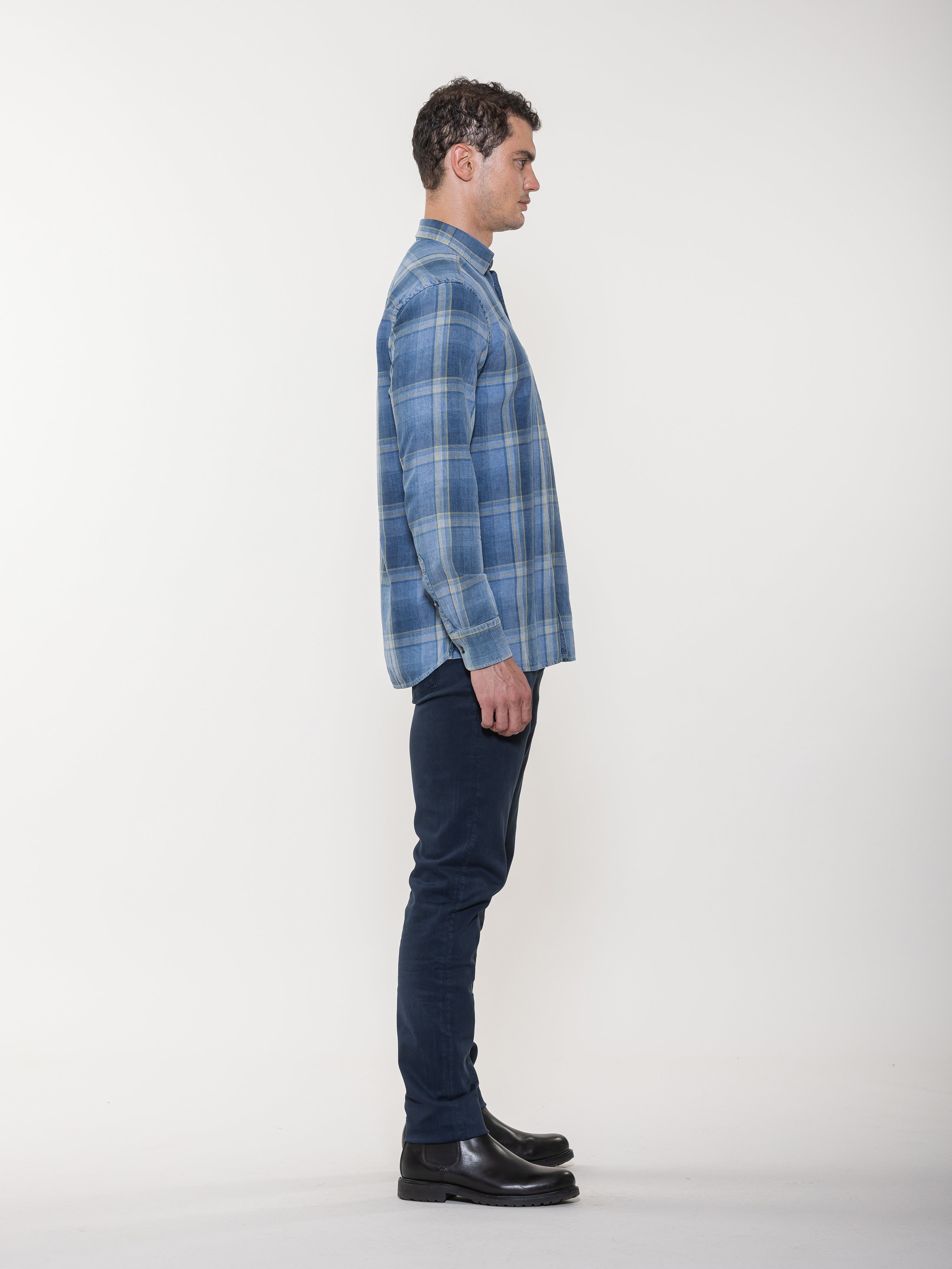 

Рубашка джинсовая в клетку American Heritage, цвет denim