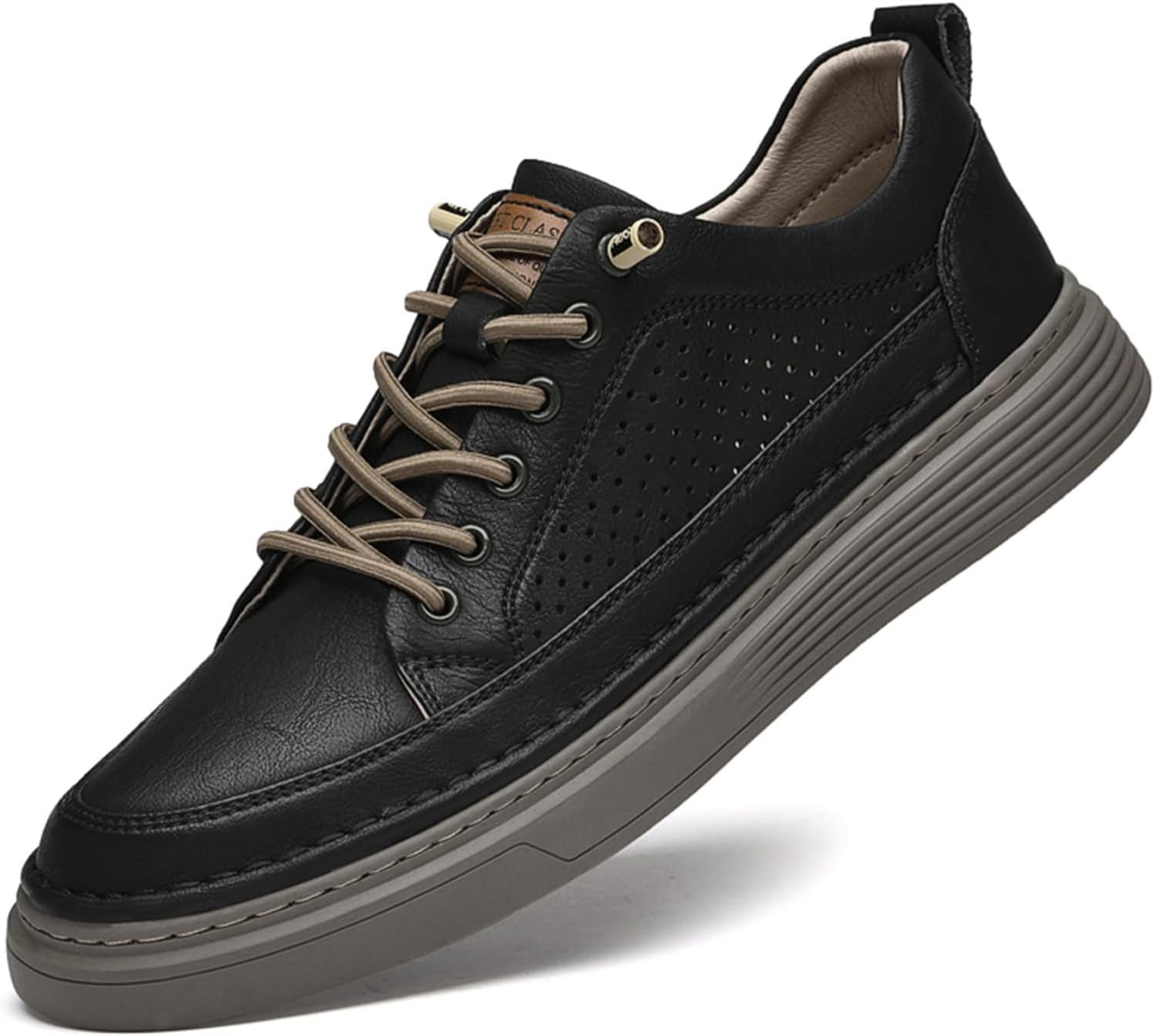 

Мужские кожаные кроссовки ручной работы, классические модные кроссовки для мужчин Abborora, черный