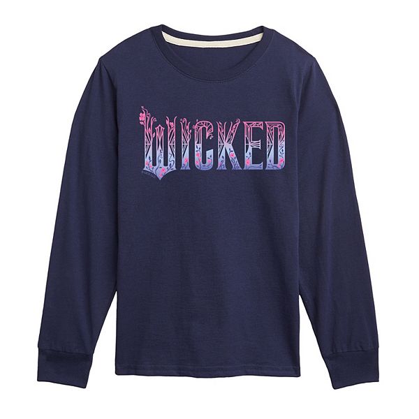 

Футболка с длинным рукавом Wicked for Good с логотипом и цветочным принтом для мальчиков 8-20 Licensed Character, Navy