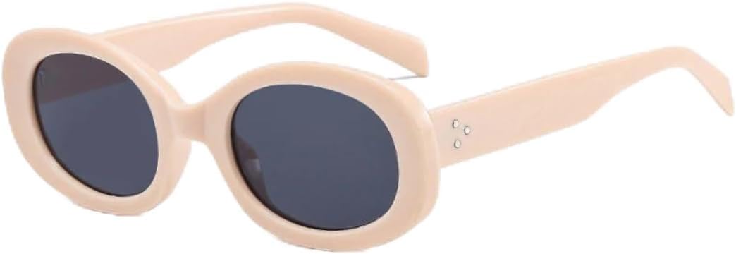 

Солнцезащитные очки с защитой UV400 | Маленькая овальная оправа, цветные линзы | Для женщин и мужчин, для занятий спортом на открытом воздухе и вождения DSVIGF, Beige Gray