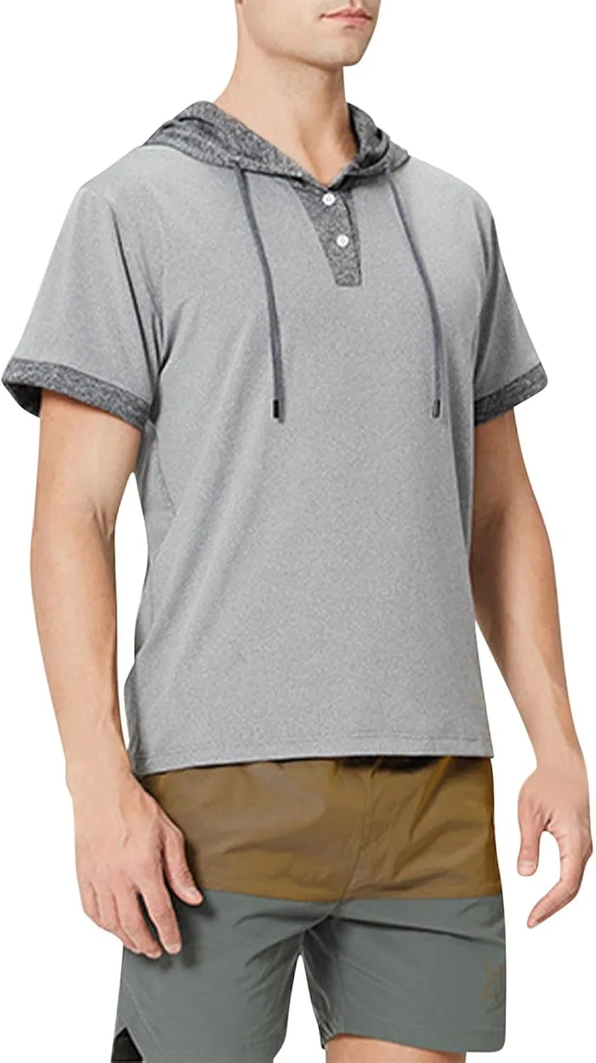 

Мужская толстовка с капюшоном и коротким рукавом Henley
