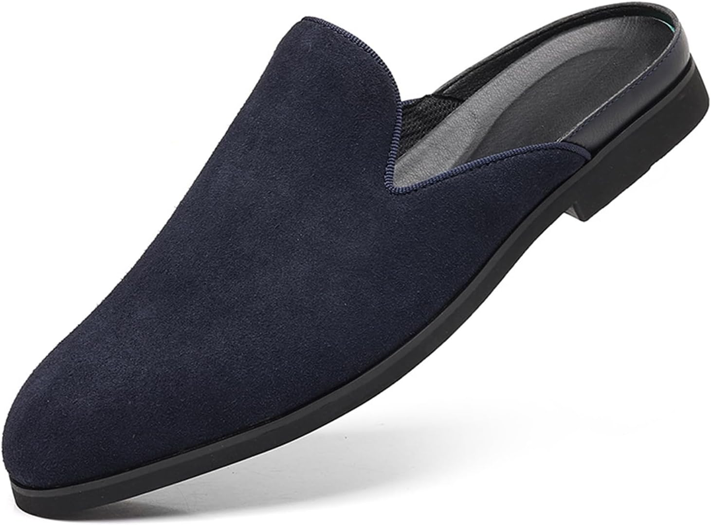 

Мужские замшевые мюли с круглым носком и низким каблуком, ретро, удобные, без задника, для работы и повседневной носки Bangteuo, синий