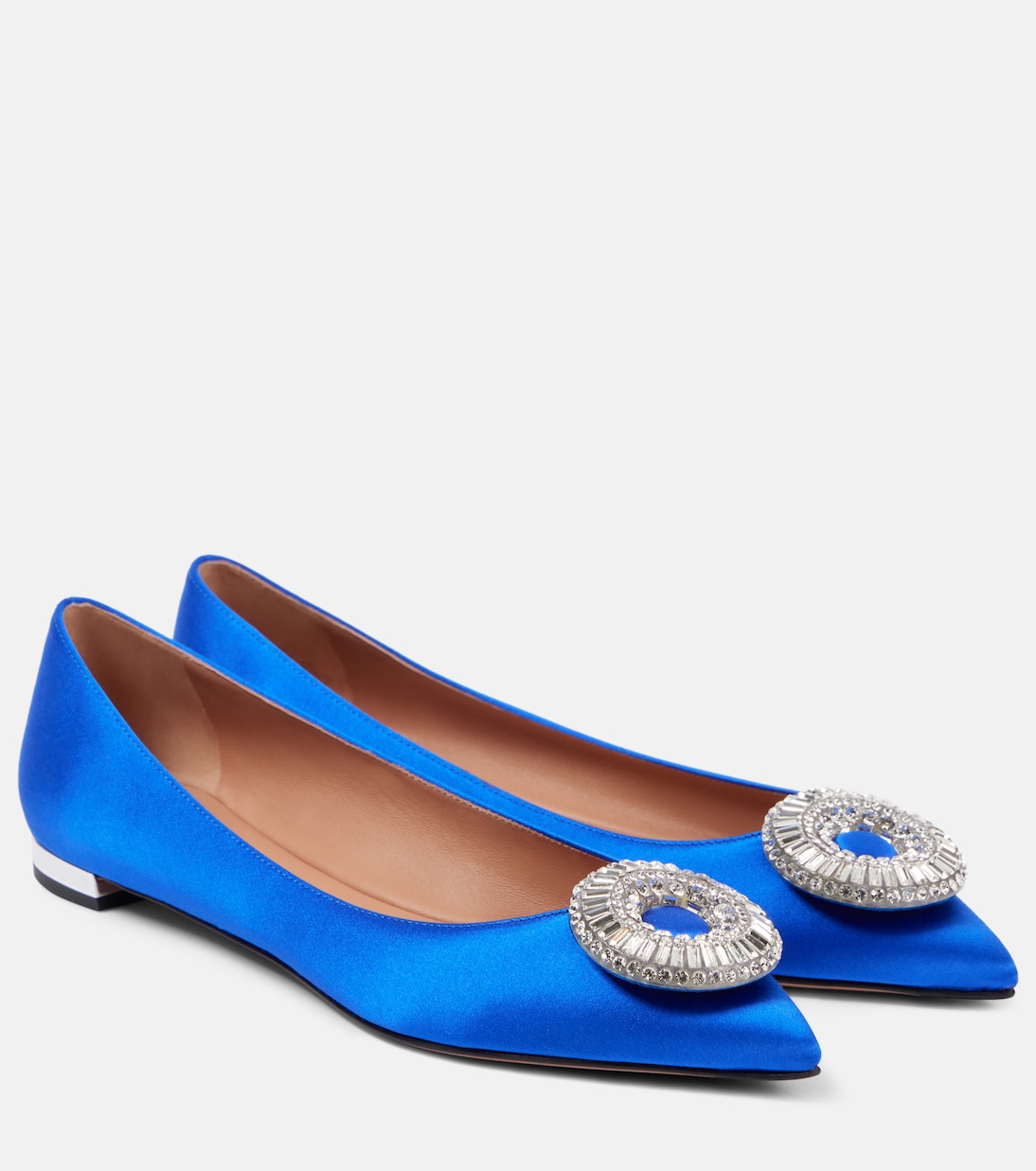 Атласные балетки Crystal Hoop Aquazzura, Royal Blue