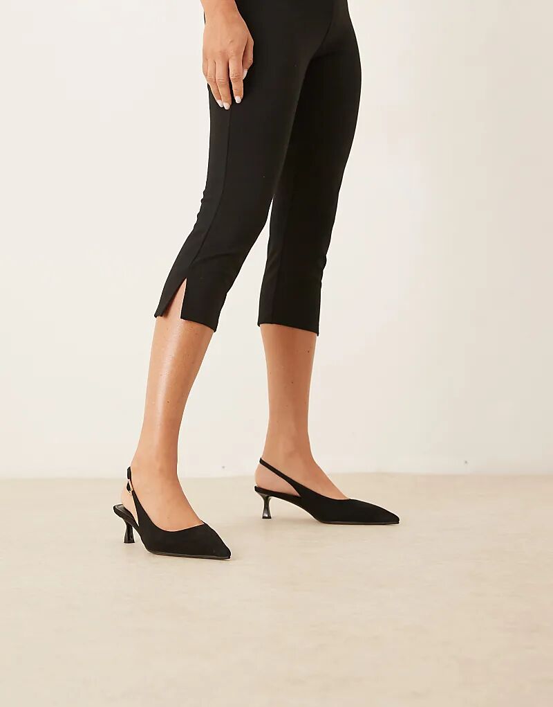Туфли ASOS DESIGN Skip с открытой пяткой и каблуком-рюмочкой из черной замши — фото 2