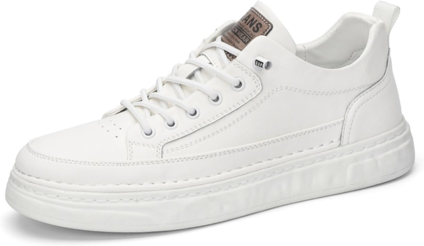 

Мужские повседневные кроссовки с шнуровкой, удобная толстая подошва для тенниса и ходьбы, ретро стиль, дышащие, износостойкие, роскошные модные кеды для скейтборда Aokisx, белый